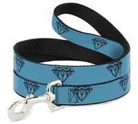 Buckle-Down Diamond Sketch Turquoise/Black Pet Leash, 6" x 1.5"