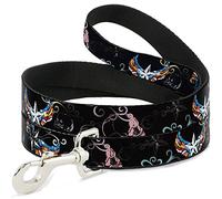 Buckle-Down Die Hard Skulls & Estrellas 2 Negro/Multi Color Pet Leash, 4" x 1.5"