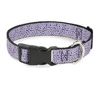 Buckle-Down Ditsy - Collar de plástico con Clip de Lavanda, Color Blanco y Negro, Ajuste Ancho de 2,54 cm