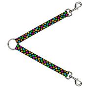 Buckle-Down Divisor de correa, divisor para pasear perros, caras sonrientes derretidas, mini ángulo de repetición negro, multineón, 38,1 cm en cada dirección, 2,5 cm de ancho