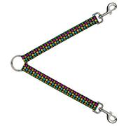 Buckle-Down Divisor de correa, divisor para pasear perros, caras sonrientes derretidas, mini repetición negra multineón, 38,1 cm en cada dirección, 2,5 cm de ancho