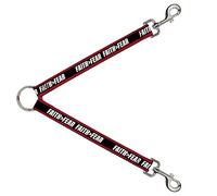 Buckle-Down Divisor de correa, divisor para pasear perros, Faith Greater Than Fear Stripe rojo, negro y blanco, 15 pulgadas en cada dirección, 1 pulgada de ancho