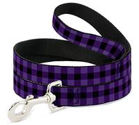 Buckle-Down DL-6FT-W30240 Buffalo Plaid Black/Purple Dog Leash, 6'