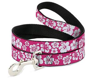 Buckle-Down DL-6FT-W30853 - Correa de Perro Hibisco Rosa neón/Blanco, 6 pies