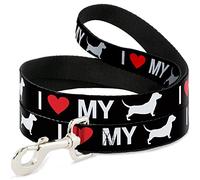 Buckle-Down DL-6FT-W30969-N - Silueta para Perro con diseño de corazón, Color Negro/Blanco/Rojo, 15,24 cm de Largo y 1,27 cm de Ancho