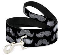 Buckle-Down DL-6FT-W31369 Mustaches Black/Sketch Dog Leash, 6 '