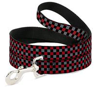 Buckle-Down DL-6FT-W31387 Mini Checker Black/Gray/3 Red Dog Leash, 6'