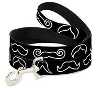 Buckle-Down DL-6FT-W31394 Mustache Outlines Black/White Dog Leash, 6'