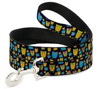 Buckle-Down DL-6FT-W31524 - Correa para Mascota de búhos, Color Negro y neón, 15,2 cm de Largo - 2,54 cm de Ancho