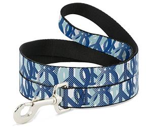 Buckle Down DL-6FT-W31613 Peace Dots - Correa para Mascota, Color Blanco y Azul, 15,2 cm de Largo, 2,5 cm de Ancho
