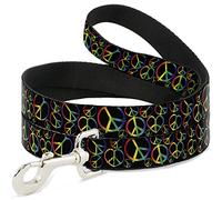 Buckle-Down DL-6FT-W31623-W - Corazón de Paz para Mascota, Color Negro y arcoíris