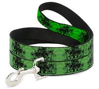 Buckle-Down DL-6FT-W31656 Palm Trees/Anillos Verde/Negro Mascota Leash, 6' de Largo - 1" de Ancho