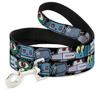Buckle-Down DL-6FT-W31809-W Robots Cierra Mascota Leash, 6' de Largo - 1.5" de Ancho