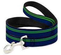 Buckle-Down DL-6FT-W31845-W Racing Stripe - Correa para Mascota, Color Azul Marino y Verde Brillante, 15,2 cm de Largo - 3,81 cm de Ancho