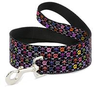 Buckle-Down DL-6FT-W31945-W Skull & Fleur Pet Leash, 6' de Largo, 1.5" de Ancho