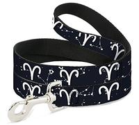 Buckle-Down DL-6FT-W32642 Zodiac Aries Símbolo/Constellations Black/White Pet Leash, 6' de Largo - 1" de Ancho