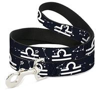 Buckle-Down DL-6FT-W32660-N Zodiac Libra Símbolo/Constellations Black / White Pet Leash, 6' de Largo - 1/2" de Ancho