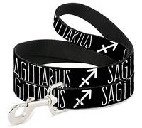 Buckle-Down DL-6FT-W32667-N Zodiac Sagittarius/Symbol Black/White Pet Leash, 6' Long - 1/2" Wide