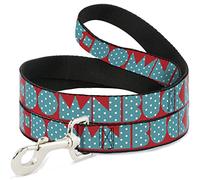Buckle-Down DL-6FT-W32871-W - Correa para Mascotas (Color Rojo, Turquesa y Blanco, 15,2 cm de Largo, 3,81 cm de Ancho)