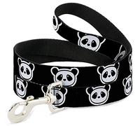Buckle-Down DL-6FT-W34213-W Panda Bear Cartoon2 Black / White Pet Leash, 6' de Largo, 1.5" de Ancho