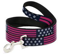 Buckle-Down DL-6FT-W37161-N Stars & Stripes2 - Correa para Mascota, Color Azul/Blanco/Rosa, 15,2 cm de Largo, 1,27 cm de Ancho
