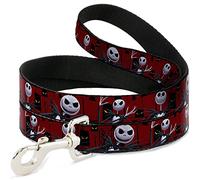 Buckle-Down DL-6FT-WDY323-N - Correa para Mascotas (Pesadilla Antes de Navidad, 3 Postes de Gato y Ojos de Peluca, Color Burdeos/Negro/Amarillo, 15,24 cm L-1,27 cm W)
