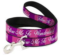 Buckle-Down DL-6FT-WDY335-N - Correa para Mascota, diseño de Gato de Cheshire, Color Rosa, Morado y Blanco, 15,24 cm de Largo y 1,27 cm de Ancho