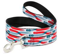 Buckle-Down DL-6FT-WDY360 - Cochecito para Mascotas, 3 Coches, Color Blanco/Azul/Rojo, 15,24 cm L-2,54 cm W