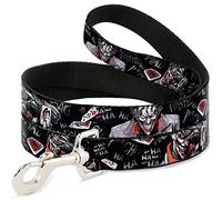 Buckle-Down DL-6FT-WJK028-N Black/Gray Joker Pet Leash, 6 pies de Largo - 1/2" de Ancho