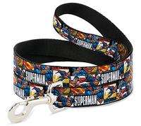 Buckle-Down DL-6FT-WSM021-W Superman - Correa para Mascota (1,5 m de Largo), Color Blanco