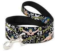 Buckle-Down DL-6FT-WW009-N - Correa para Mascota para Mujer, Color Blanco y Negro, 1,27 cm de Ancho