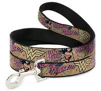 Buckle-Down DL-6FT-WWW006-W Wonder Woman Strength & Power Pet Leash, 6 pies de Largo, 3,8 cm de Ancho