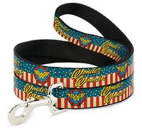 Buckle-Down DL-6FT-WWW022-W - Correa para Mascotas (Ancho de 3,8 cm), Color Rojo, Blanco, Azul y Amarillo
