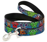 Buckle-Down DL-W30389 Lindo Monsters Gray/Flame Azul Perro Leash, 4'