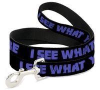 Buckle-Down DL-W30924-N I See What You Did There Weathered Black/Purple Pet Leash, 4' Long - 1/2" Wide