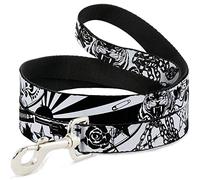 Buckle-Down DL-W31301-W Madness - Correa para Mascota, Color Blanco y Negro, 1,5" de Largo