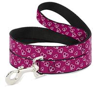 Buckle-Down DL-W31330 Mini Peace Hearts Fucsia/White Pet Leash, 4" de Largo - 1" de Ancho