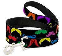Buckle-Down DL-W31364-W Mustaches Black / Multi Color Pet Leash, 4" de Largo - 1.5" de Ancho