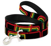 Buckle-Down DL-W31367 Maze Lines Black / Rasta Pet Leash, 4" de Largo - 1" de Ancho