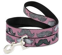 Buckle-Down DL-W31371 Mustaches - Correa para Mascota, Color Rosa y Rosa, 1,54 cm de Largo