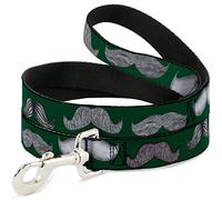 Buckle-Down DL-W31385 Mustaches Green/Sketch Pet Leash, 4' de Largo - 1" de Ancho