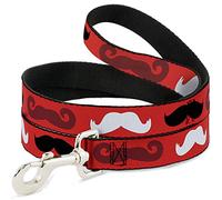 Buckle-Down DL-W31395 Mustaches - Correa para Mascota, Color Rojo, marrón, Blanco y Negro, 10,16 cm de Largo - 2,54 cm de Ancho