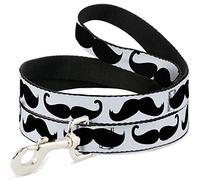 Buckle-Down DL-W31398 Multi Mustaches Sketch - Correa para Mascota, Color Blanco y Negro, 10,16 cm de Largo - 2,54 cm de Ancho