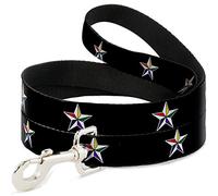 Buckle-Down DL-W31405-W Nautical Star Black / White / Multi Color Pet Leash, 4' de Largo - 1.5" de Ancho