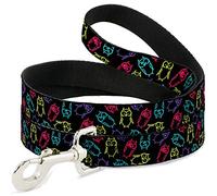 Buckle-Down DL-W31522 Búho Sketch Black / Multi Color Pet Leash, 4" de Largo - 1" de Ancho