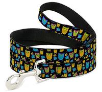 Buckle-Down DL-W31530-W Owls w/Outline Black/Multi Neon Pet Leash, 4" de Largo - 1.5" de Ancho