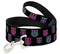 Buckle-Down DL-W31543-W Owls - Correa para Mascota, Color Negro/Fucsia/Morado/Turquesa, 10,16 cm de Largo - 3,81 cm de Ancho