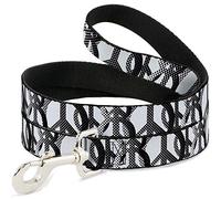 Buckle-Down DL-W31612 Peace Dots - Correa para Mascota, Color Blanco y Negro, 10 cm de Largo, 2,5 cm de Ancho