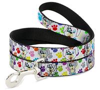 Buckle-Down DL-W31674-W Puppies con Huellas Blancas/Multicolor Pet Leash, 4" de Largo - 1.5" de Ancho