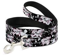 Buckle-Down DL-W31683 - Corazón de Princesa Punk y Huesos Cruzados con Plato, Color Negro y Blanco para Mascotas, 10,16 cm de Largo - 2,54 cm de Ancho
